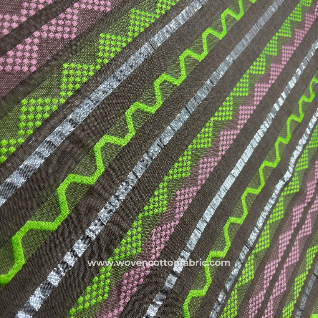 Zest Zig Cotton Jacquard Fabric, Per Meter