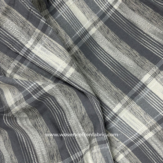 Charcoal Mist Grey Cotton Jacquard Fabric ,A4 Swatch