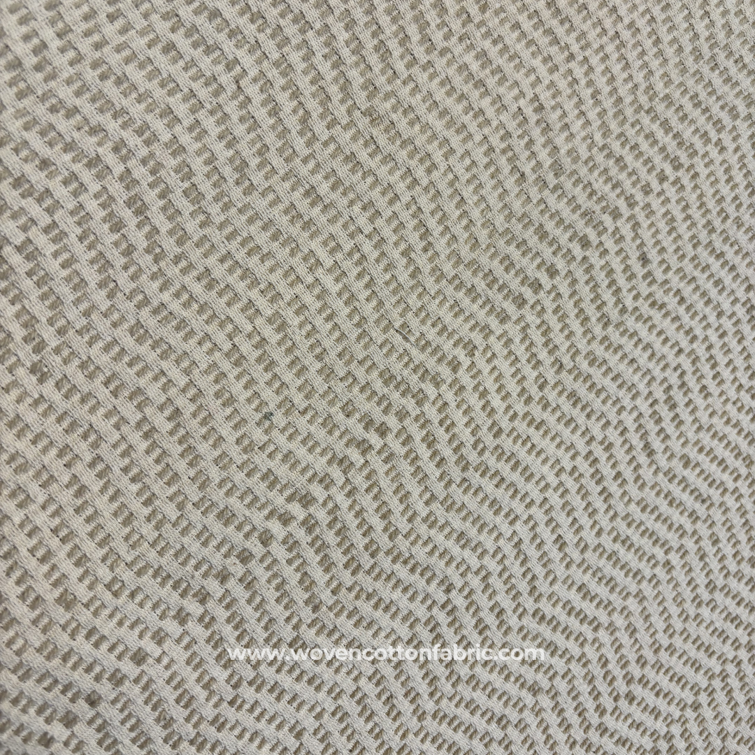 Earthy Tan and Charcoal Multi-Texture Ikat Grid Cotton Handloom Fabric, Per Meter