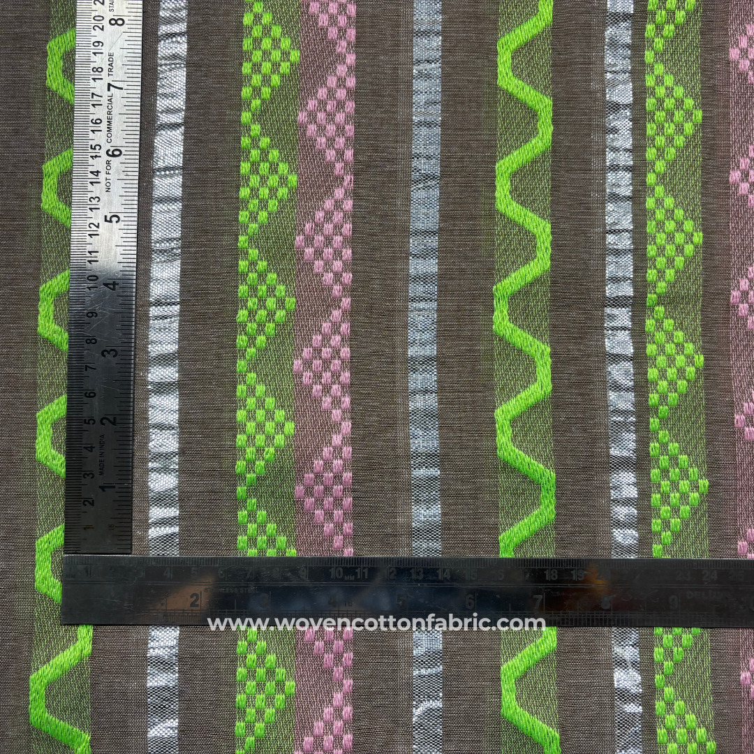 Zest Zig Cotton Jacquard Fabric, Per Meter