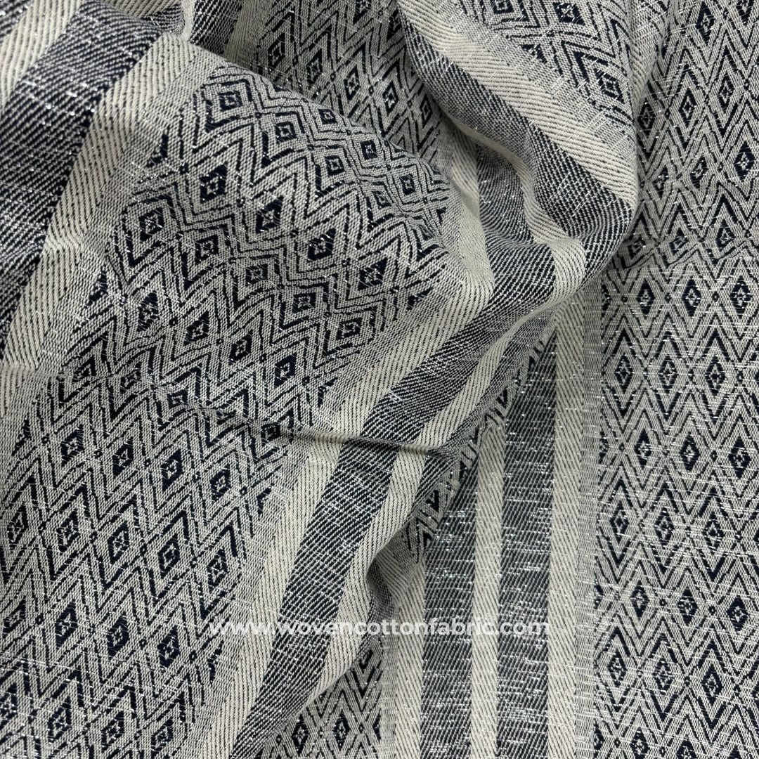 Moonlit Grey Cotton Jacquard Fabric ,A4 Swatch