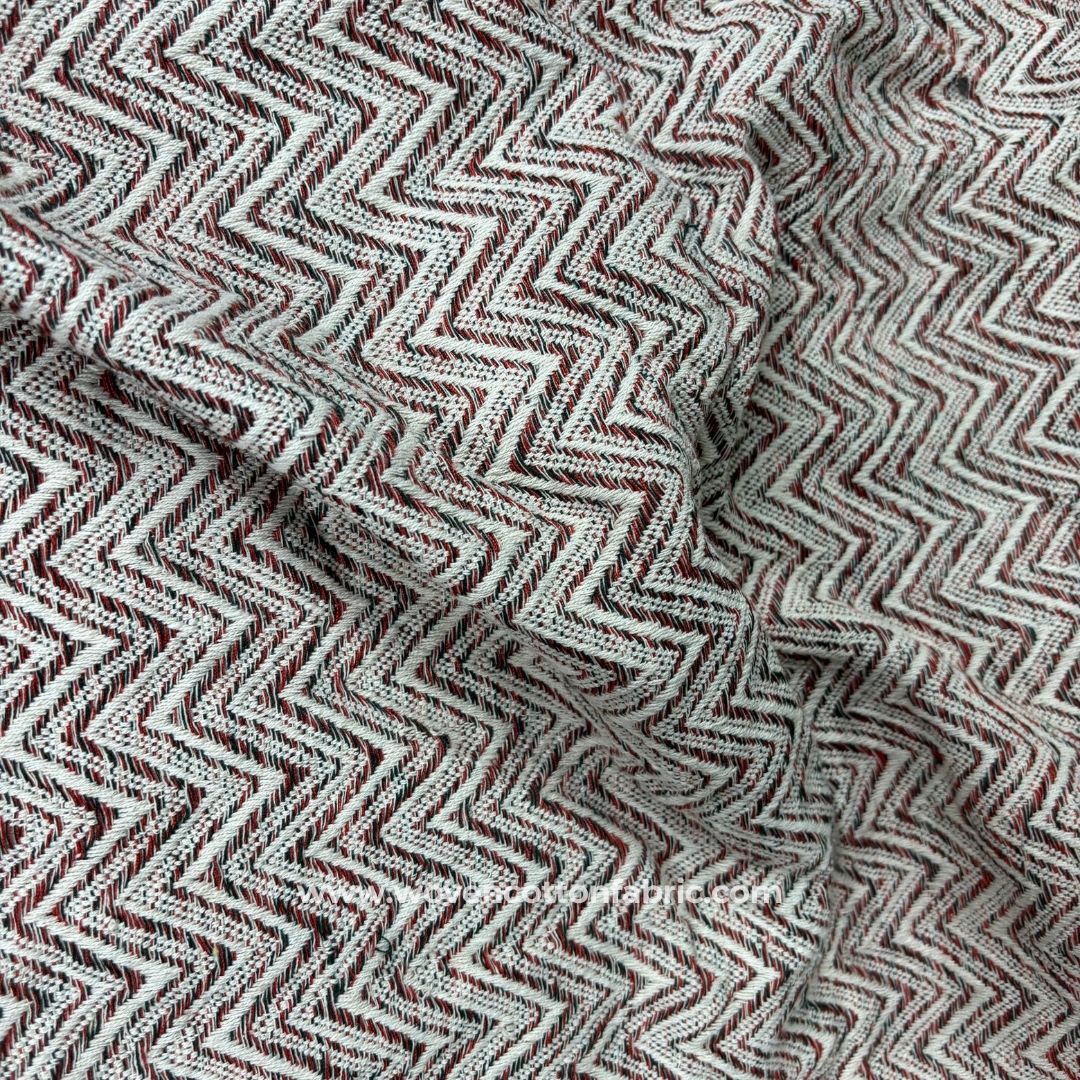 Sinuo Weave White Cotton Jacquard Fabric ,A4 Swatch