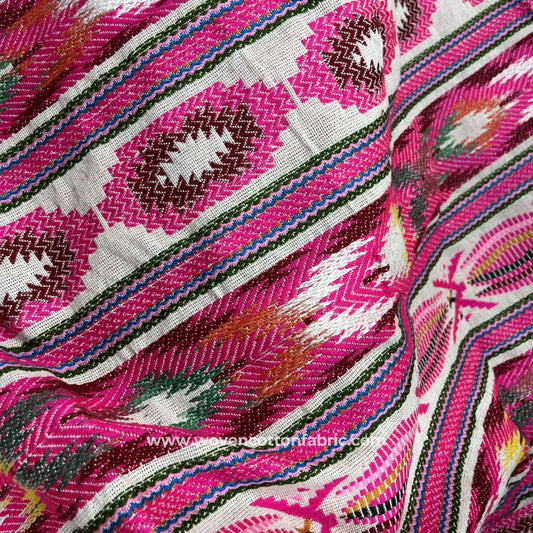 Gypsy Grid Pink Cotton Jacquard Fabric, A4 Swatch