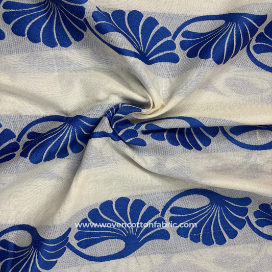 Modern Sambalpuri Motif Blue Cotton Jacquard Fabric, Per Meter