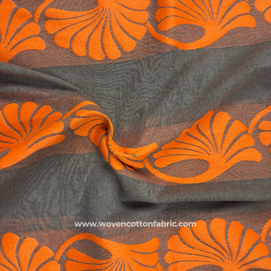 Modern Sambalpuri Motif Cotton Jacquard Fabric, Per Meter