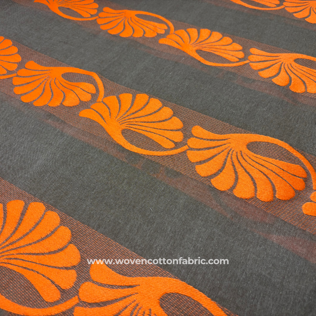 Modern Sambalpuri Motif Cotton Jacquard Fabric, Per Meter