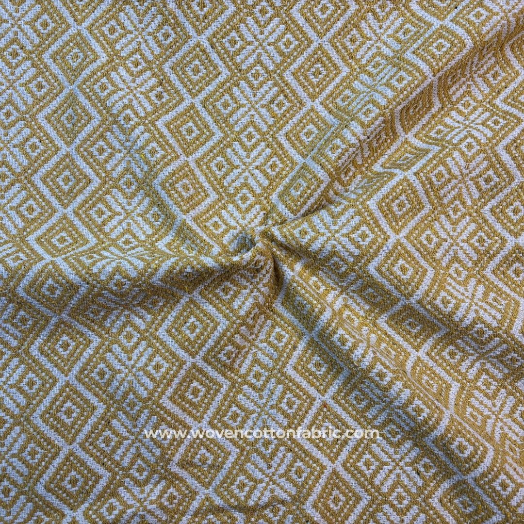 Mystic Mess Yellow Cotton Jacquard Fabric, A4 Swatch