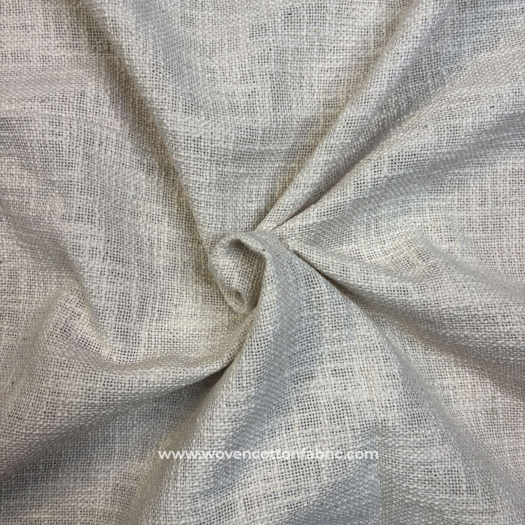 Off White Slub Cotton TNT Fabric, Per Meter