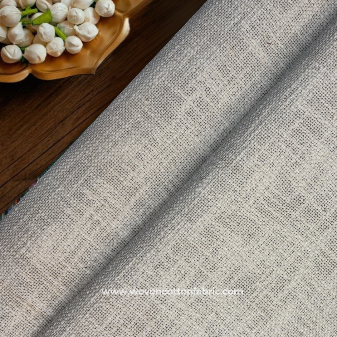 Off White Slub Cotton TNT Fabric, Per Meter