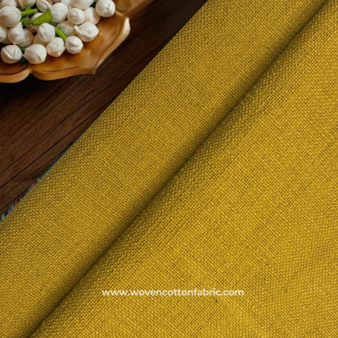 Lemon Yellow Slub Cotton TNT Fabric, Per Meter