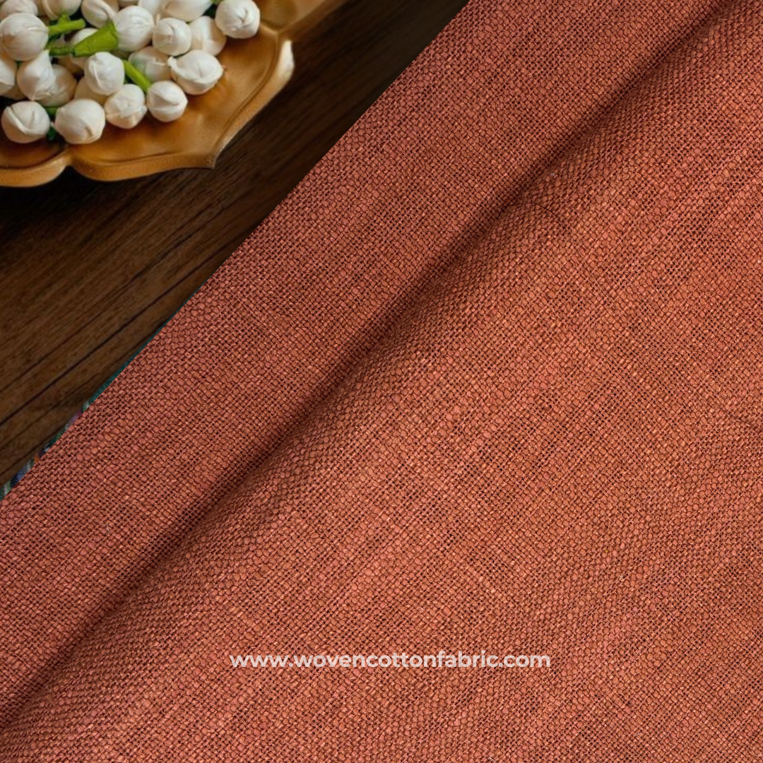 Honey Brown Slub Cotton TNT Fabric, Per Meter