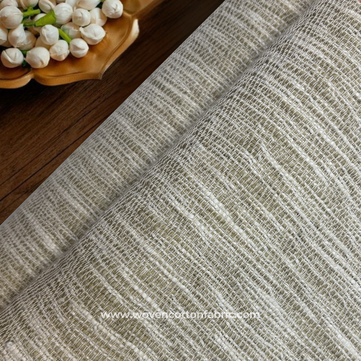 Eco-Friendly Homespun Style, Cotton Jacquard Slub, Per Meter