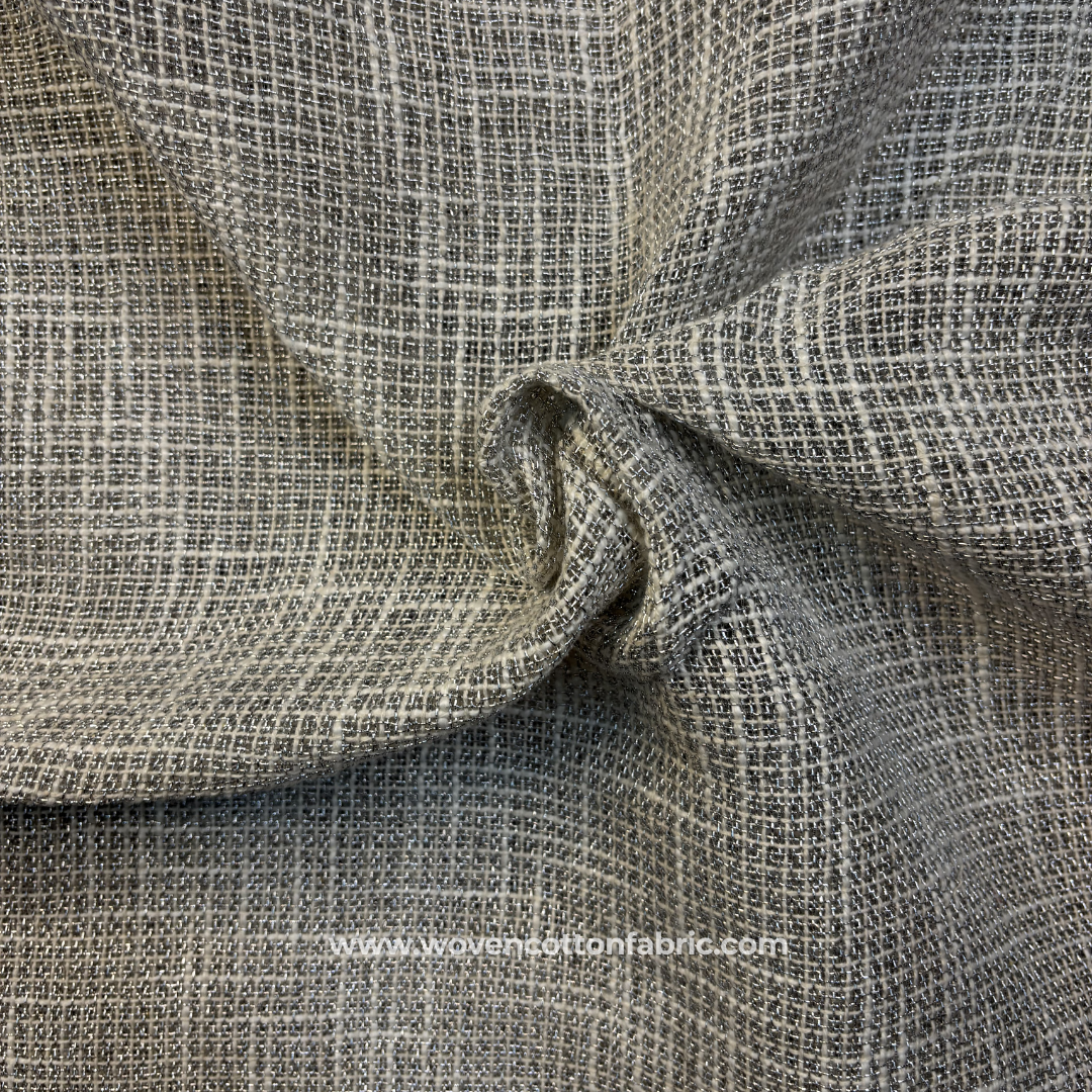 Slate Charcoal Grey Textured Linen-Look Cotton Handloom Fabric, Per Meter