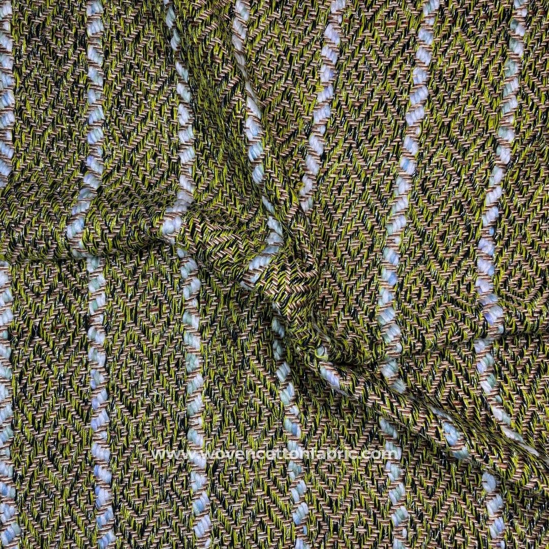 Acrylic Yarn Olive Green Cotton Jacquard Fabric, Per Meter