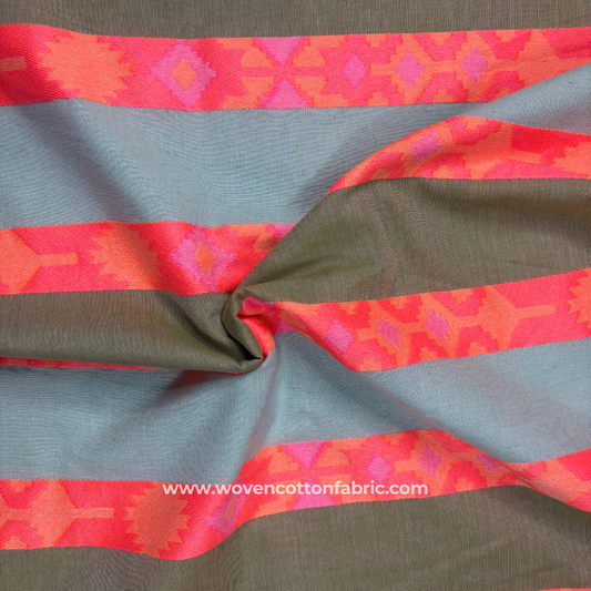 Neon Sunset Stripe Cotton Jacquard Fabric, Per Meter