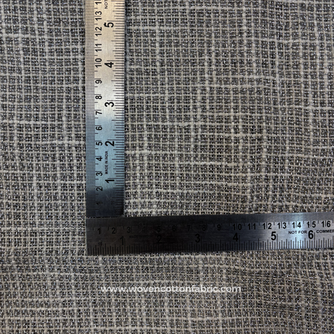 Slate Charcoal Grey Textured Linen-Look Cotton Handloom Fabric, Per Meter