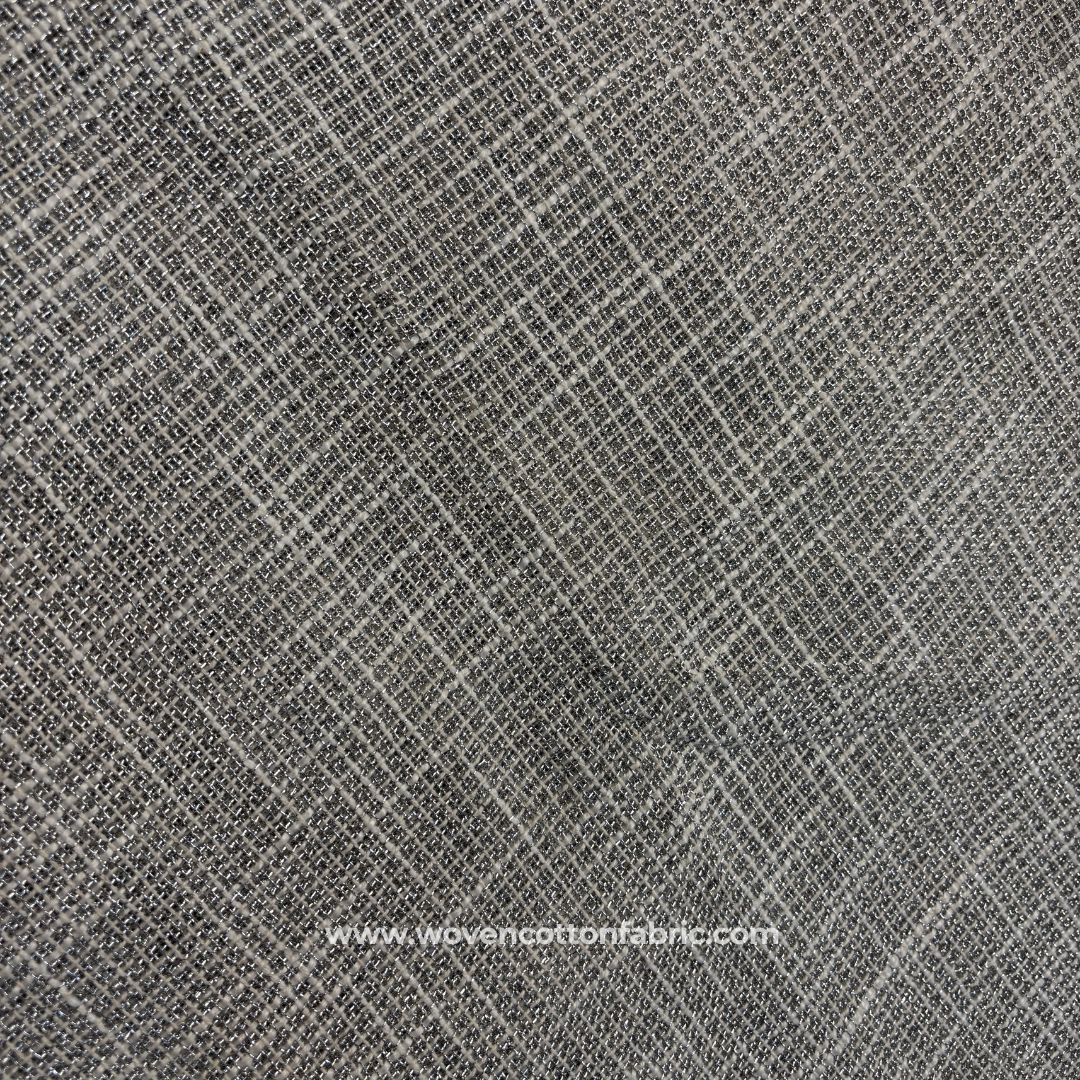 Slate Charcoal Grey Textured Linen-Look Cotton Handloom Fabric, Per Meter