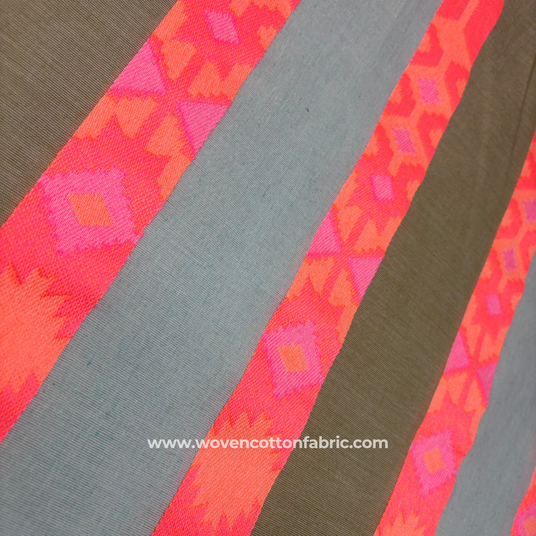 Neon Sunset Stripe Cotton Jacquard Fabric, Per Meter