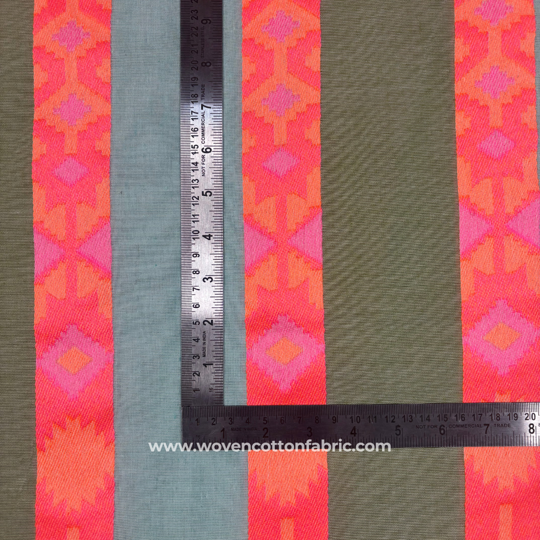 Neon Sunset Stripe Cotton Jacquard Fabric, Per Meter