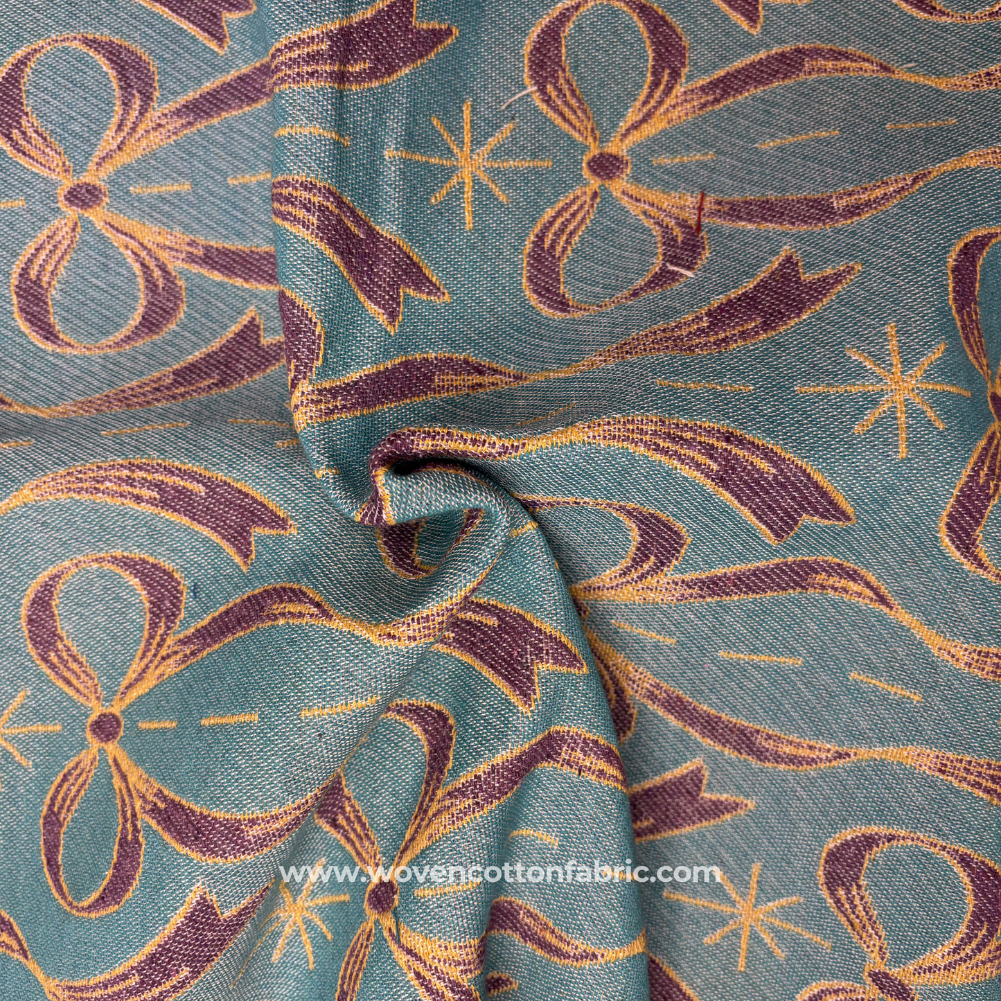 Gilded Ribbon Bow Home Decor Fabric, Jacquard Fabric, Per Meter