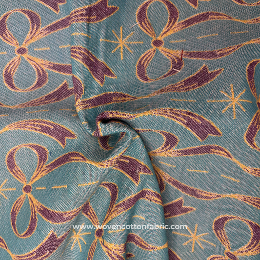 Gilded Ribbon Bow Home Decor Fabric, Jacquard Fabric, Per Meter