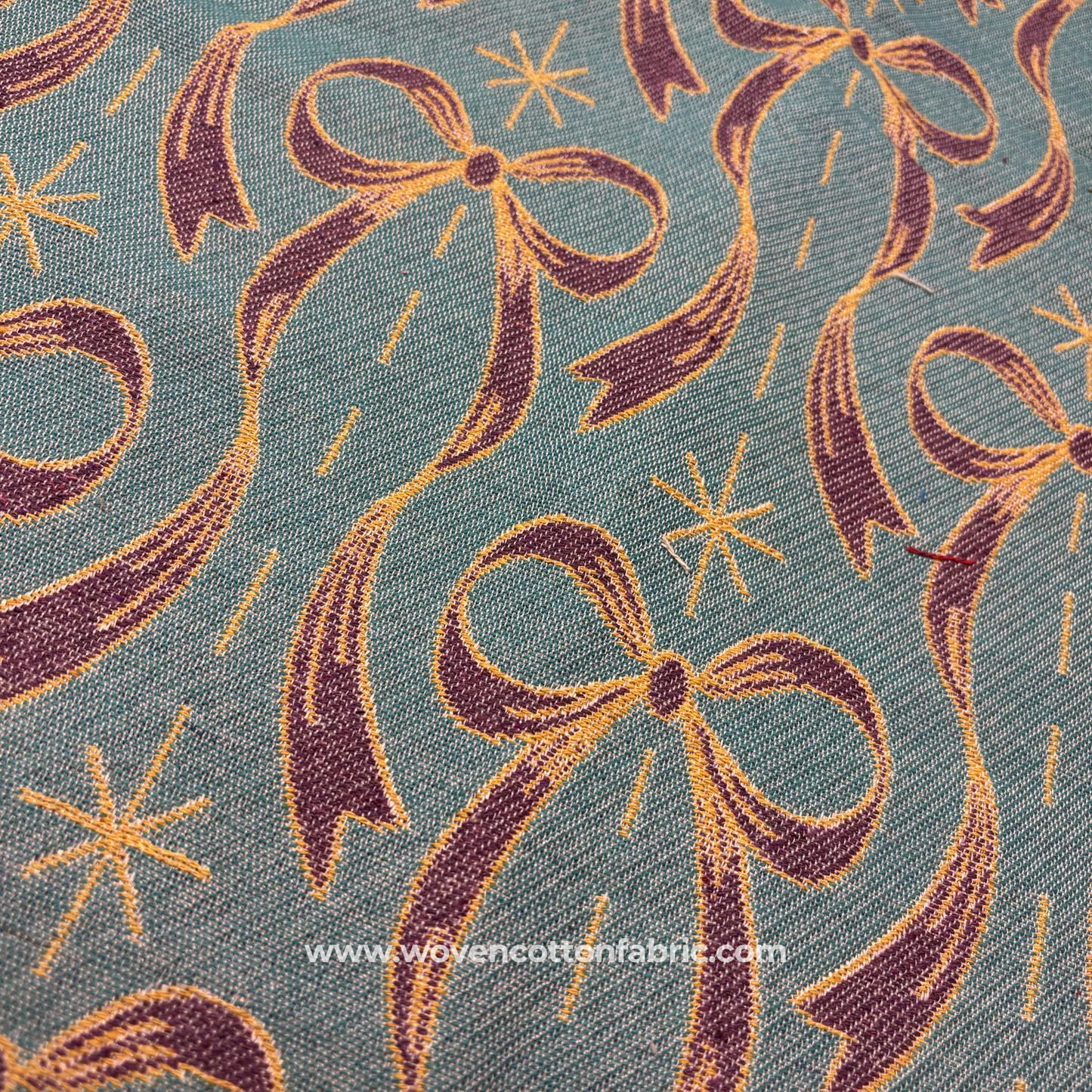 Gilded Ribbon Bow Home Decor Fabric, Jacquard Fabric, Per Meter
