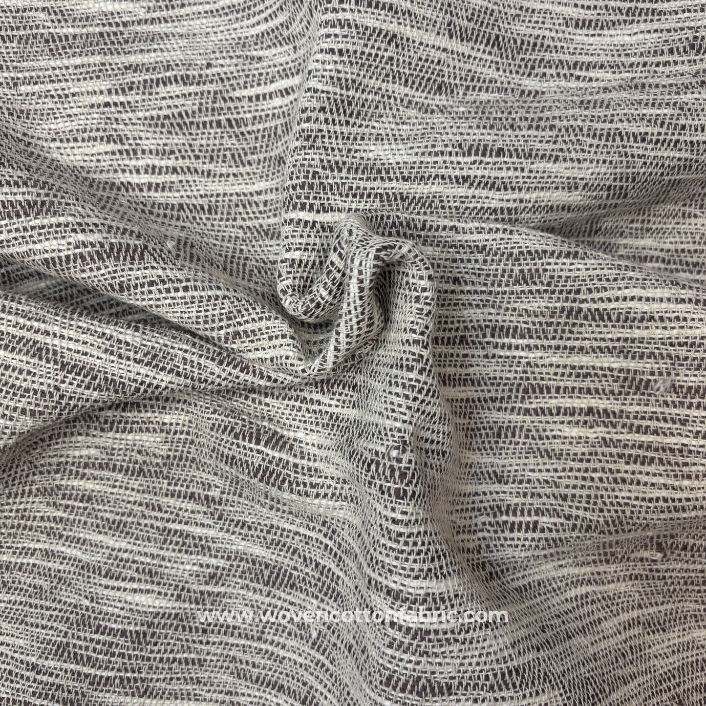 Charcoal Gray and Cream Textured Slub, Jacquard Fabric, Per Meter