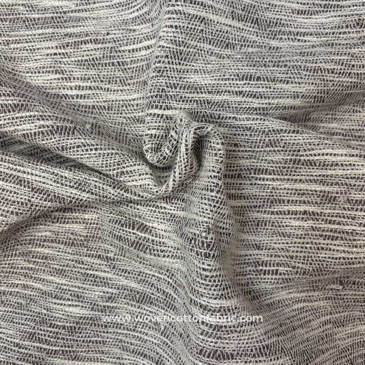 Charcoal Gray and Cream Textured Slub, Jacquard Fabric, Per Meter