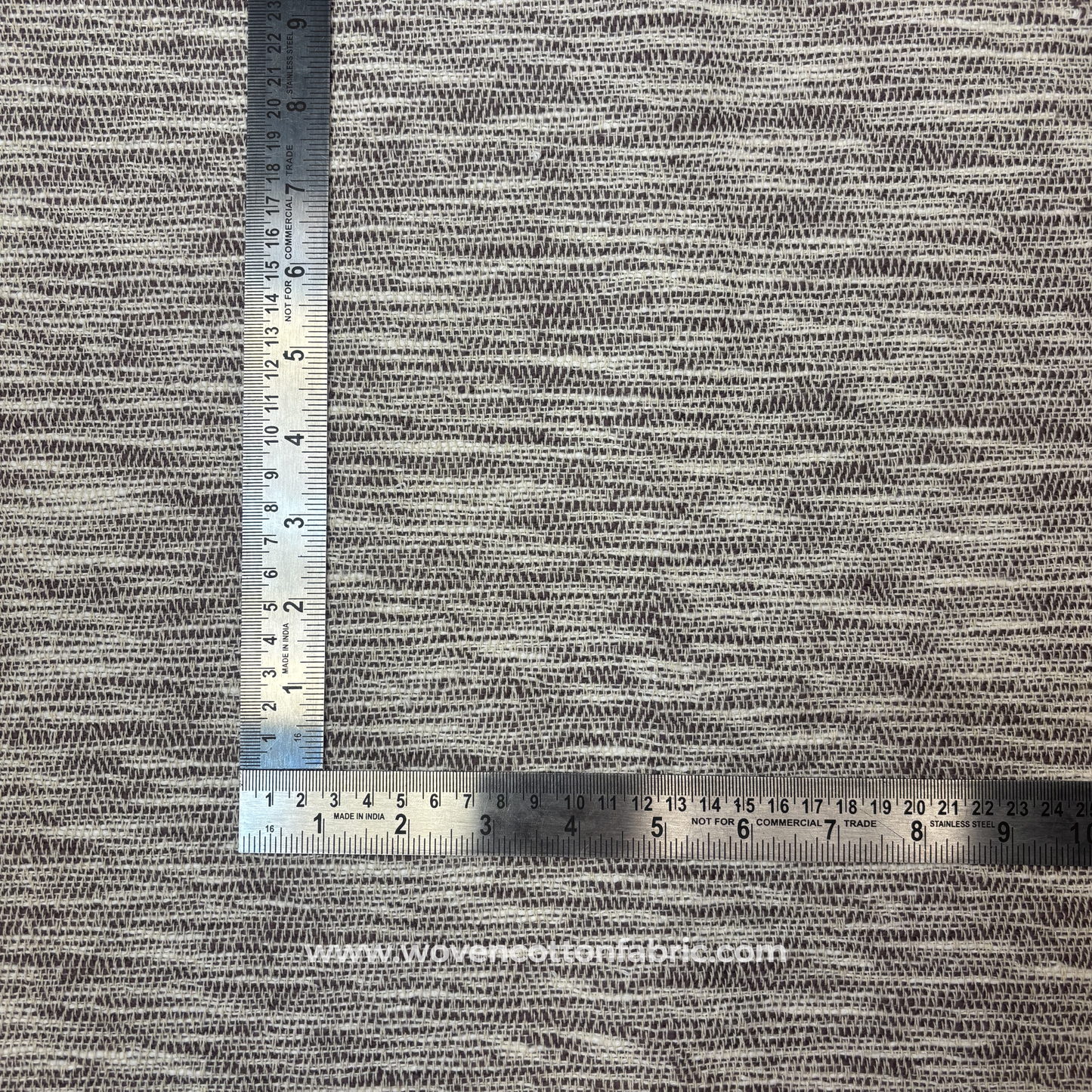 Charcoal Gray and Cream Textured Slub, Jacquard Fabric, Per Meter