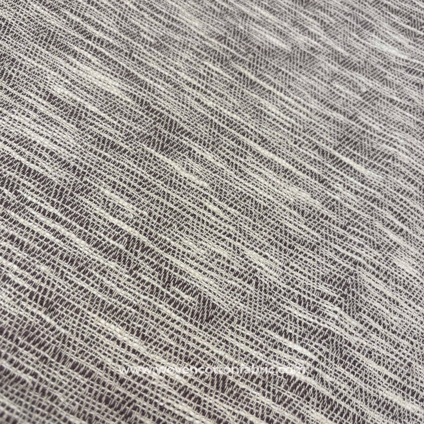 Charcoal Gray and Cream Textured Slub, Jacquard Fabric, Per Meter