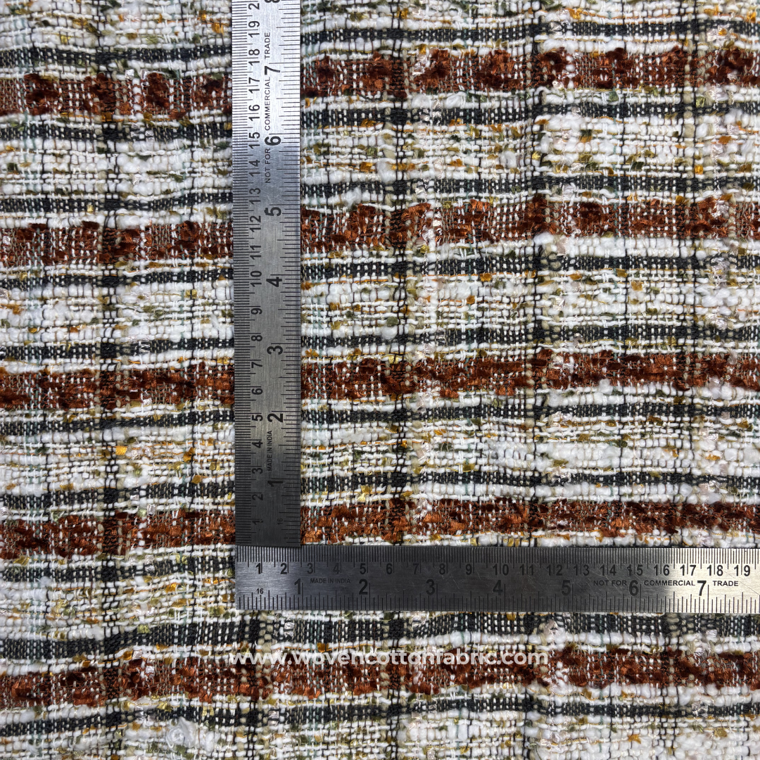 Multi Color Textured Slub Check Cotton Handloom Fabric Per Meter