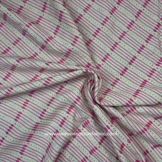 Strip Elegant Pink Cotton Jacquard Fabric, Per Meter