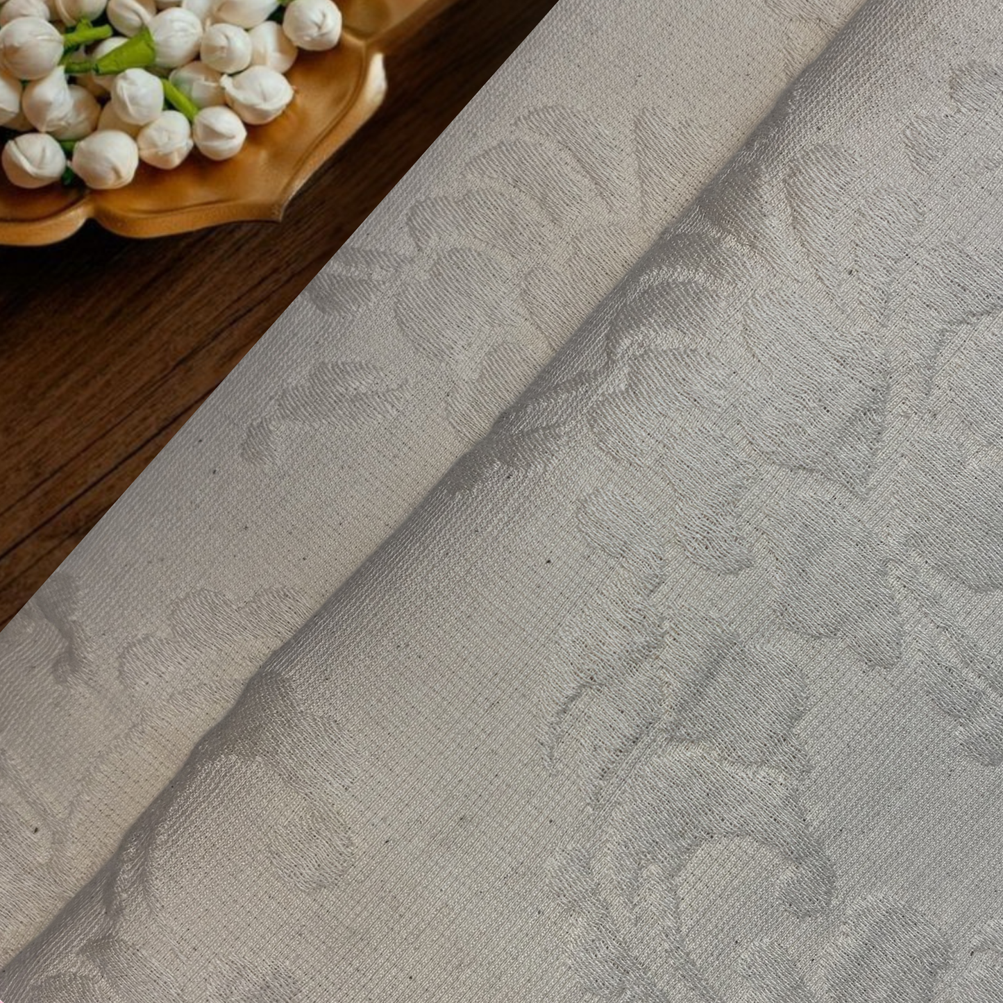 Large-Scale Floral Damask Jacquard Woven Cotton Upholstery, Jacquard Fabric, Per Meter