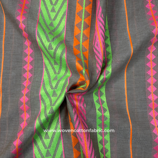 Cobalt Mirage Green Cotton Jacquard Fabric, Per Meter