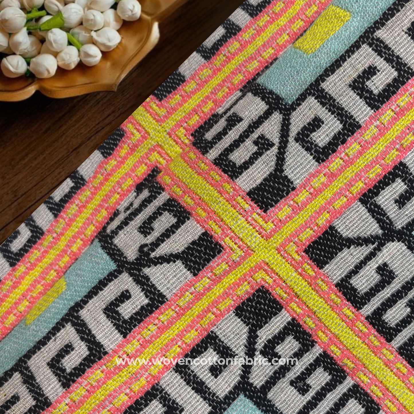 Retro Geometric Greek Key Maze Woven Jacquard Upholstery Fabric, Per Meter