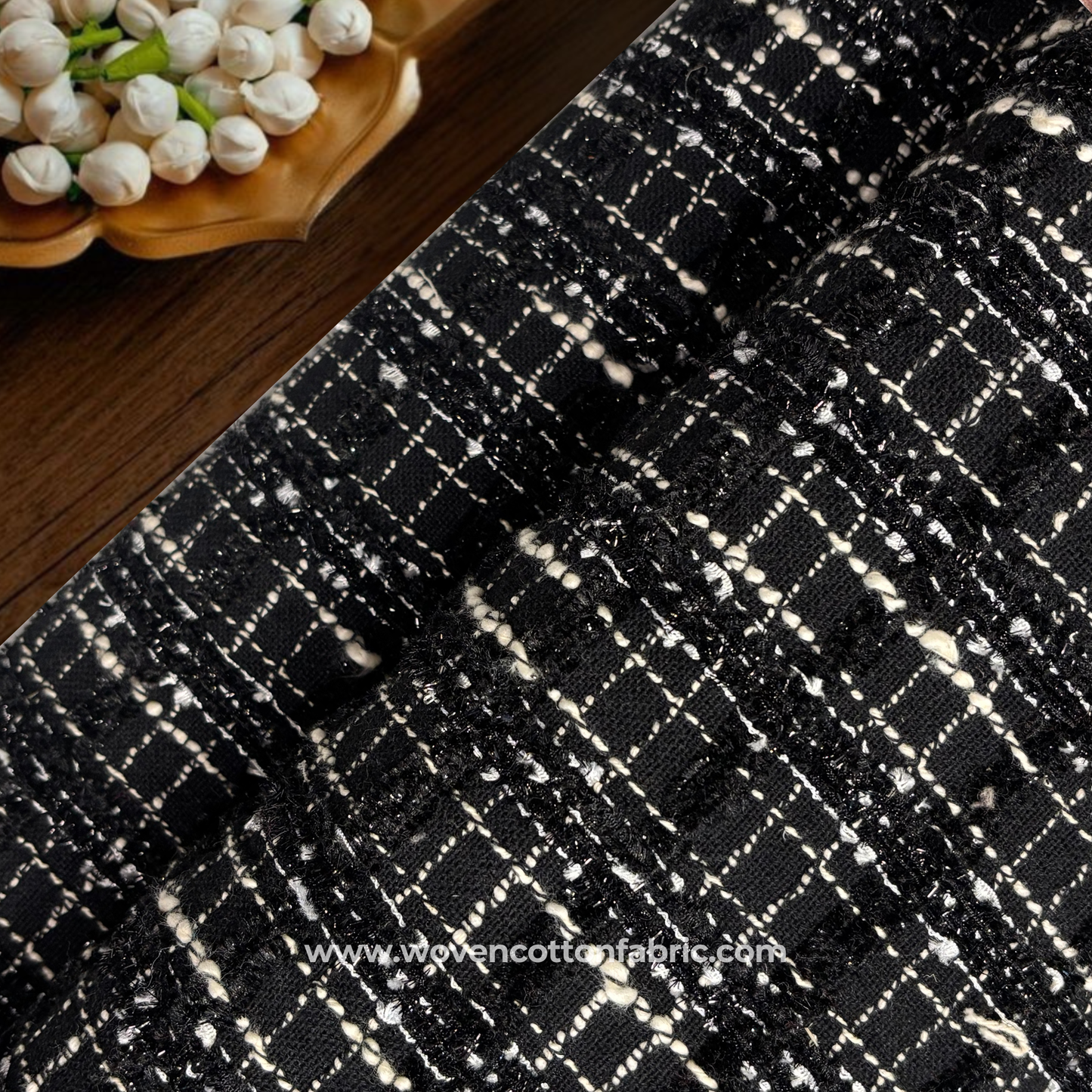 Monochrome Heritage Weave Jacquard Fabric, Per Meter