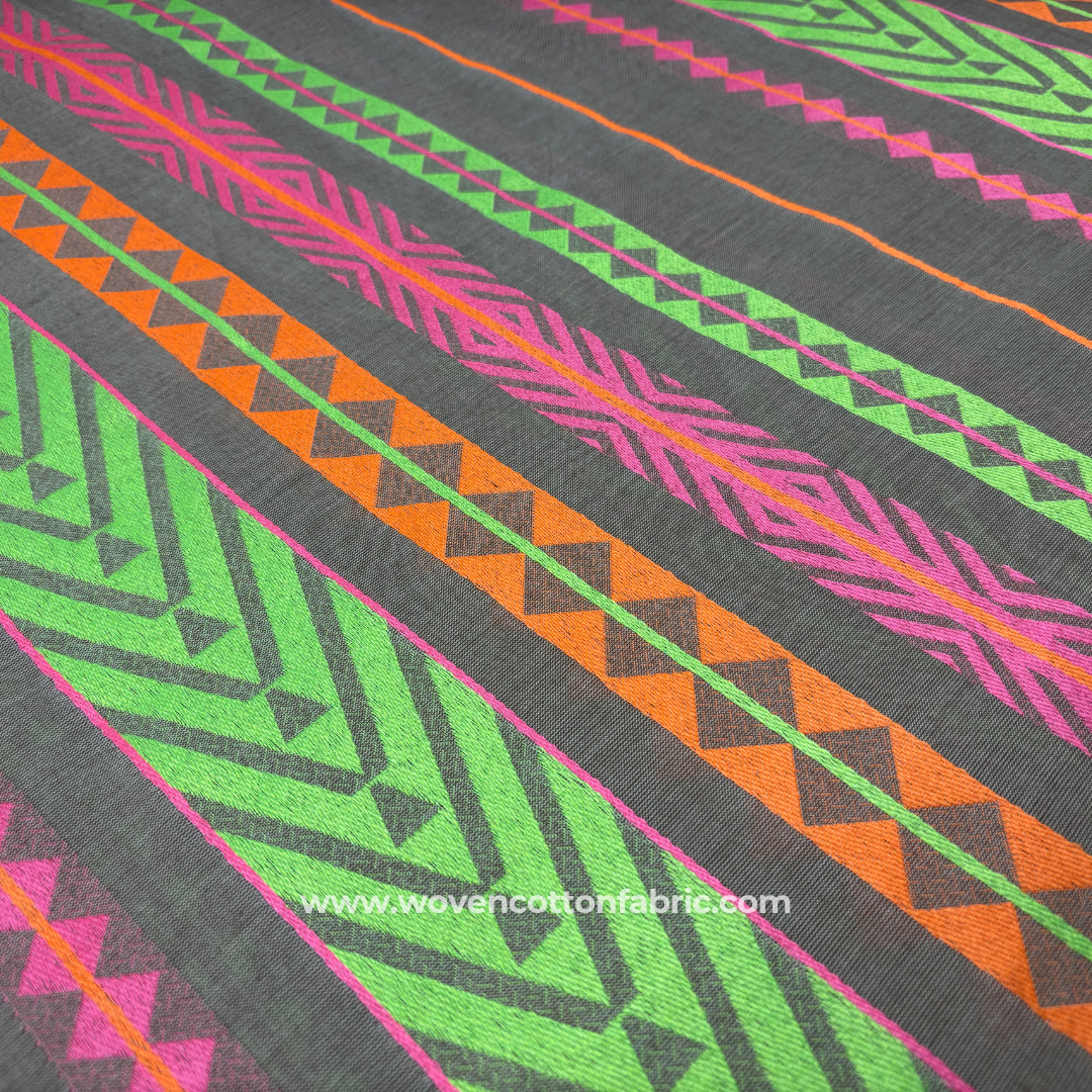 Cobalt Mirage Green Cotton Jacquard Fabric, Per Meter