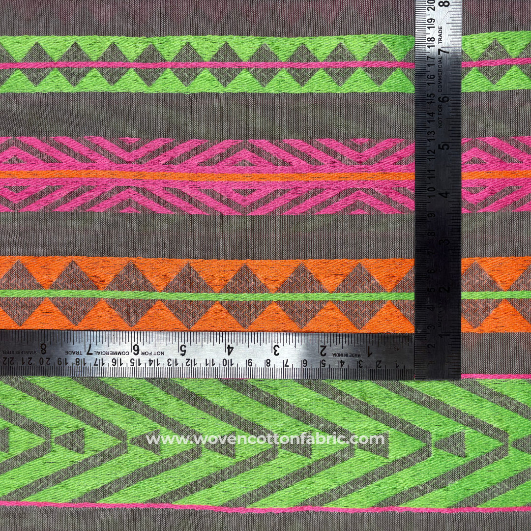 Cobalt Mirage Green Cotton Jacquard Fabric, Per Meter