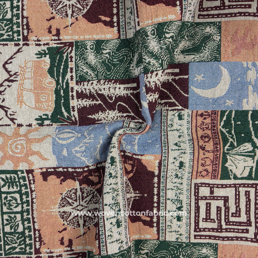 Mosaic Cotton Jacquard Fabric, Per Meter