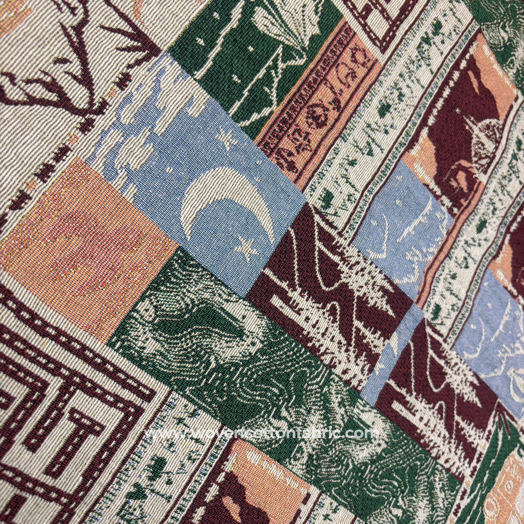 Mosaic Cotton Jacquard Fabric, Per Meter
