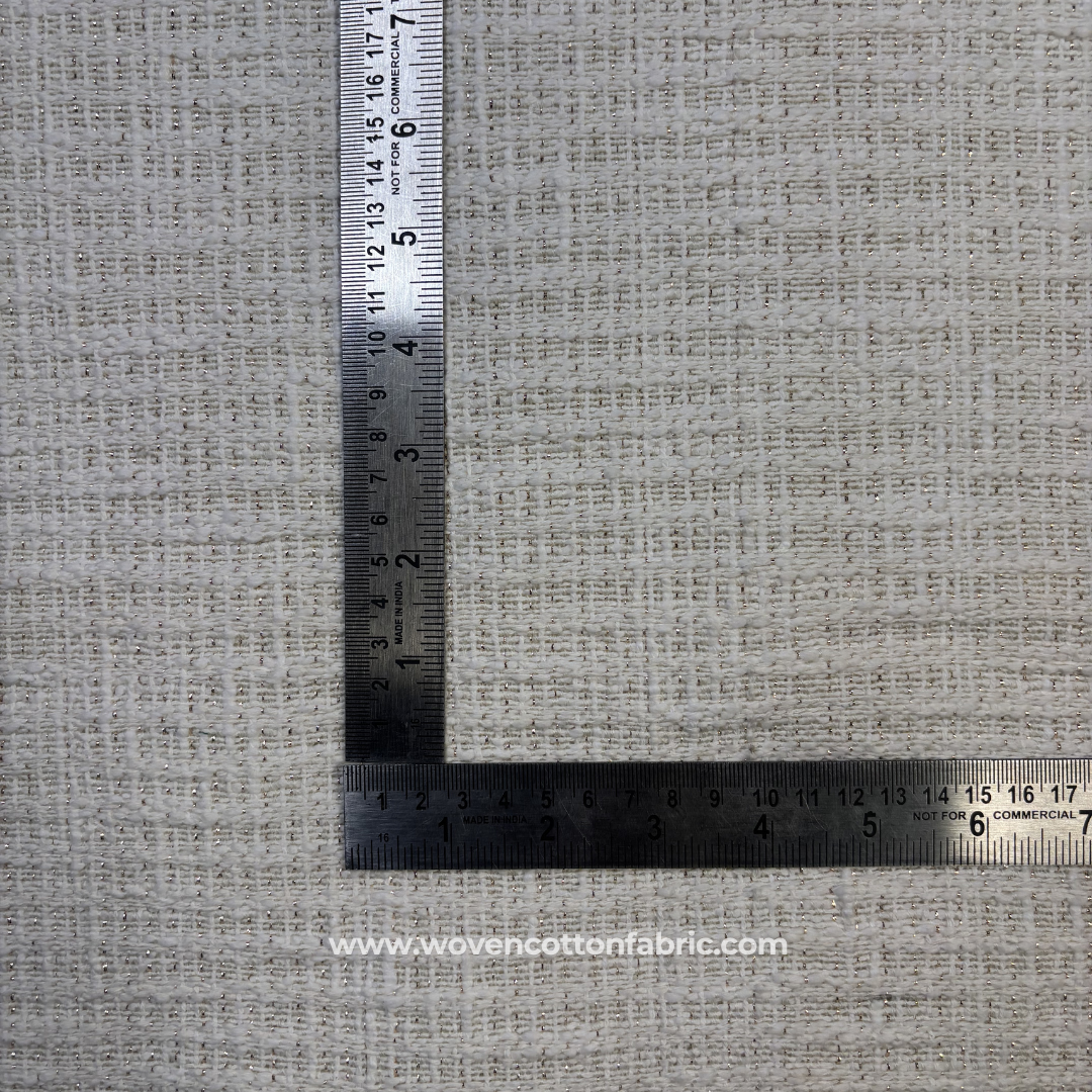 Off-White and Gold Zari Slub Textured Cotton Handloom Fabric Per Meter
