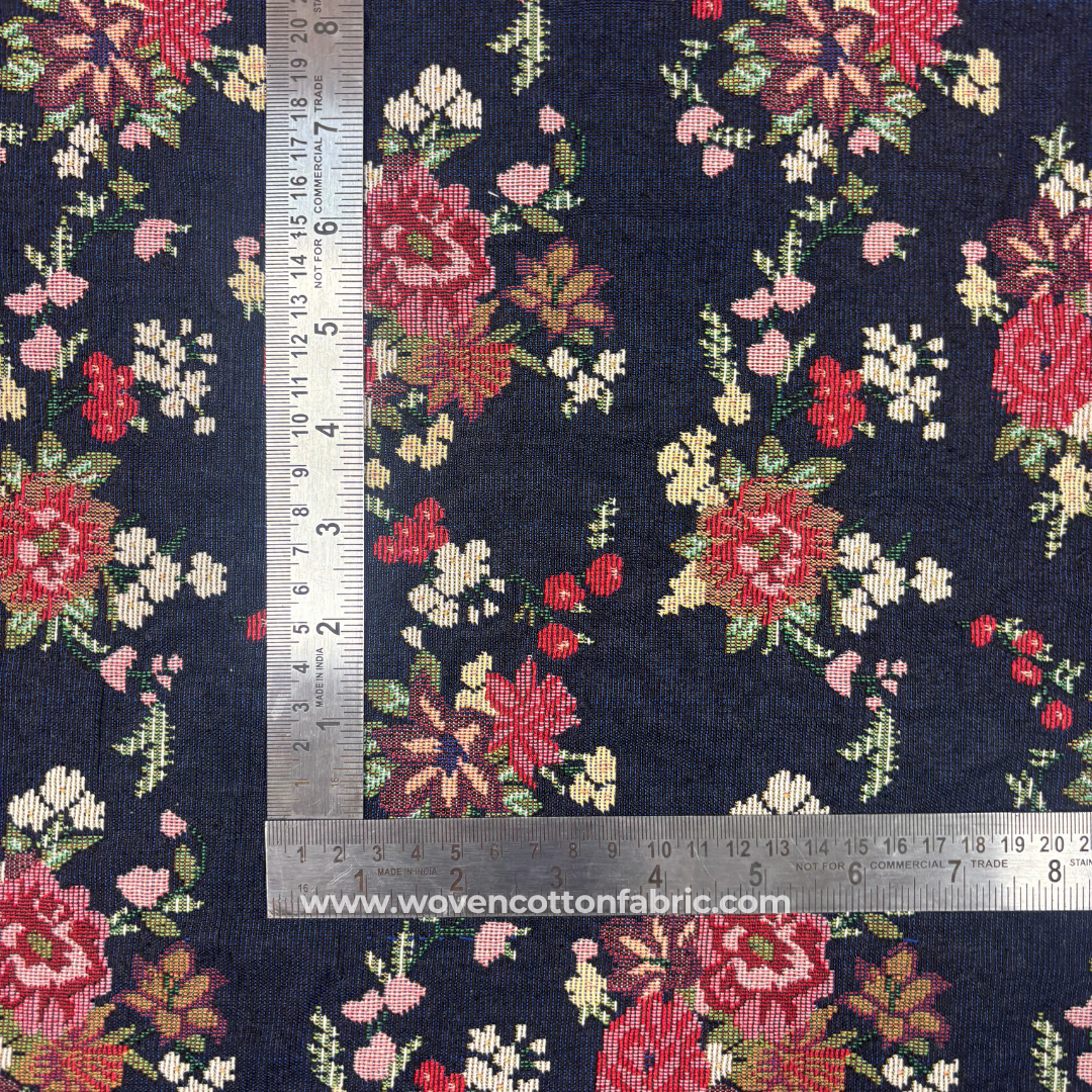 Floral Cotton Jacquard Fabric, Per Meter