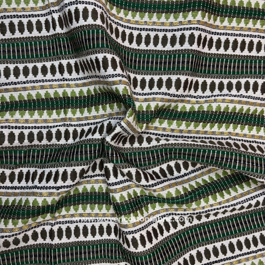 Capsule Green Jacquard Cotton Fabric for Designers, Per Meter