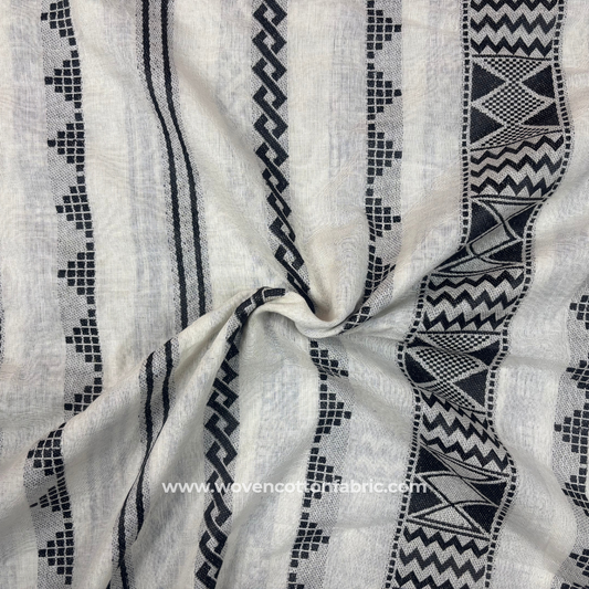 Monochrome Geometric Cotton Jacquard Fabric, Per Meter