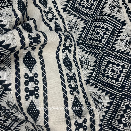 Iranian Designers White Cotton Jacquard Fabric , Per Meter