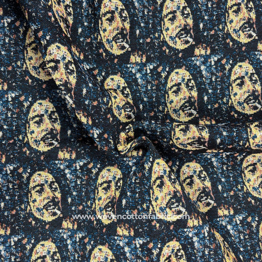 Bob Marley face Cotton Jacquard Fabric, Per Meter