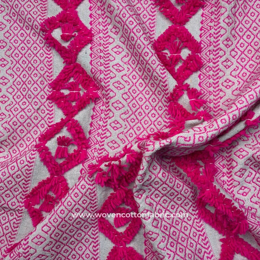 Looma Stripes Pink Cotton Jacquard Fabric ,A4 Swatch