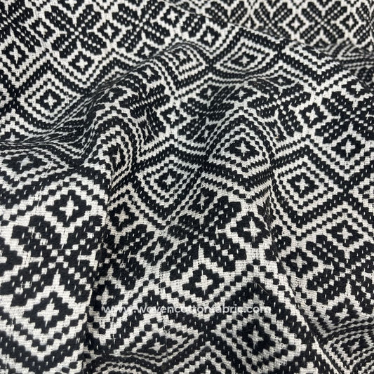 Twill Charm Black Cotton Jacquard Fabric, A4 Swatch