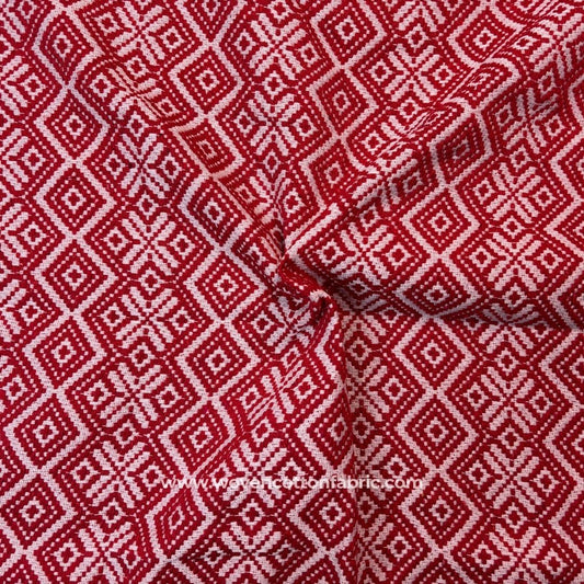 Twill Charm Red Cotton Jacquard Fabric ,A4 Swatch