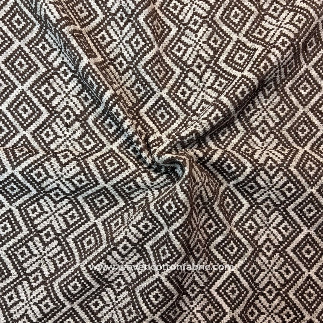 Twill Charm Brown Cotton Jacquard Fabric, A4 Swatch